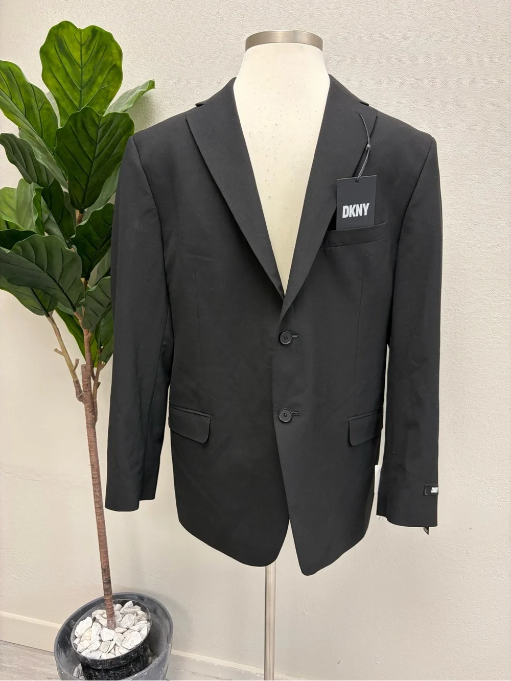 DKNY Men's Black Two-Button Sport Coat